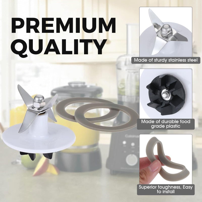 DRELD Blender Blade Cutting with 2 Gasket Sealing, Replacement for Cuisinart CBT-500, SB5600, CB600, BFP703, BFP-703, BFP703B, BFP-703CH, SPB7, SPB-7BK, CB8, CB9, BFP-703 - Image 3